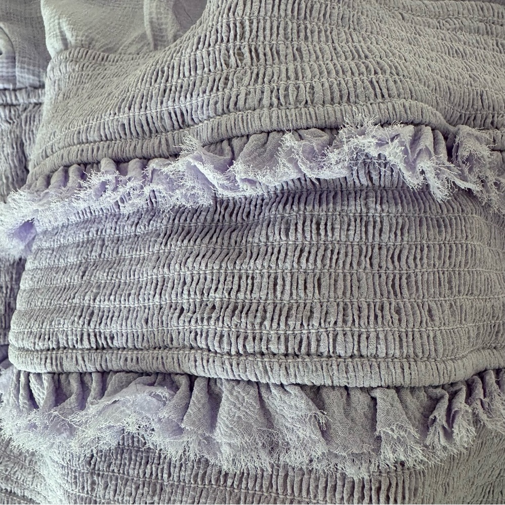 Free‎ People Lolita Top Lavender Purple Sheer Long Sleeve Ruffle Smocked Medium - Picture 10 of 11